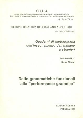 DALLE GRAMMATICHE FUNZIONALI ALLA PERFORMANCE GR. | 9980000005087